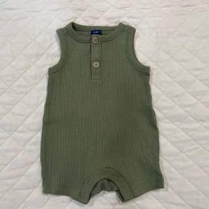 Old Navy | Olive Green Ribbed One Piece with Buttons | 0-3M